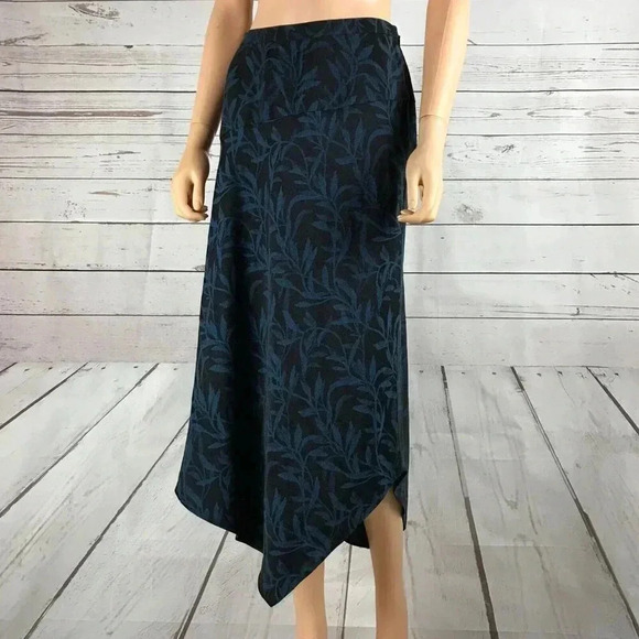 ALFANI Black/Teal Floral Asymmetrical Hem Midi Skirt NEW 8 - Picture 9 of 11